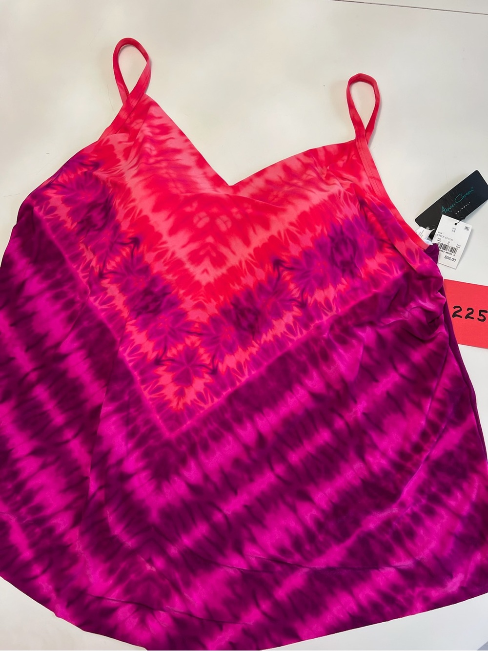 Aqua Green Hot Pink & Magenta Tie-Dye Cami